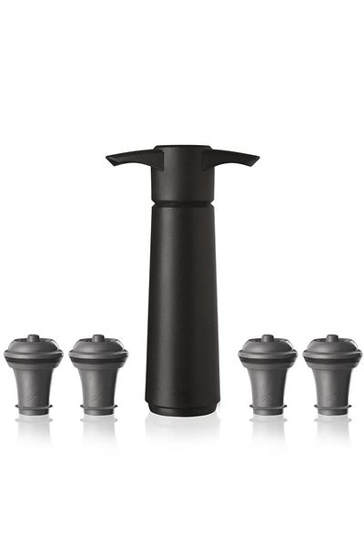 Vacu Vin Black Wine Vacuum Set - 1 Pump and 4 Wine Types (Boxed)