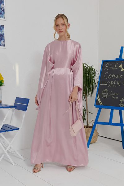 Fatma Atasoy Double Pleat Pink Evening Dress