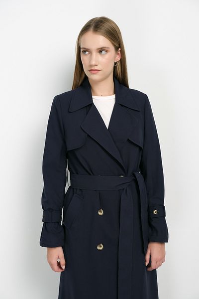 Fatma Atasoy Trench Coat with Windshield Navy Blue
