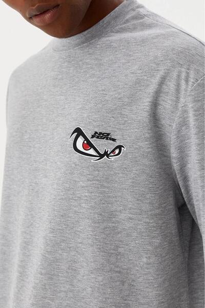 No Fear Gray Crew Neck Long Sleeve Combed Cotton Men's T-shirt M500226