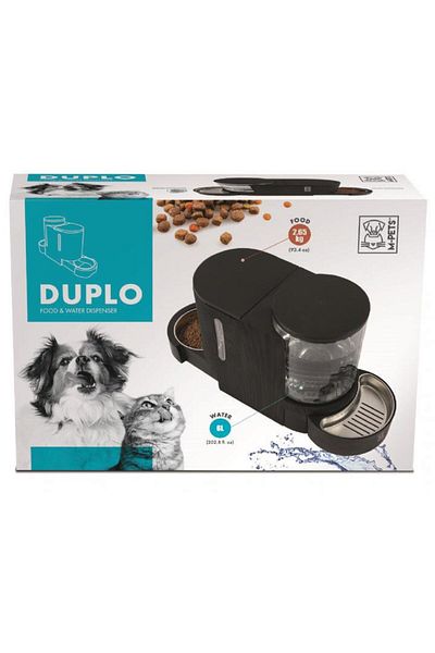 M-PETS Black Duplo Food and Water Bowl - 6l/2.65kg with Tank
