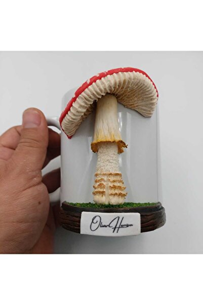 kuphane 3d Kabartmalı Kırmızı Mantar Figürlü Kupa Bardak, Sıradışı El Yapımı ...