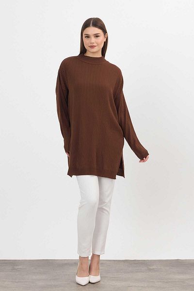 Rays 22131 Μοντέλο Coffee Rib Tunic - Λεπτομέρεια με σχισμή