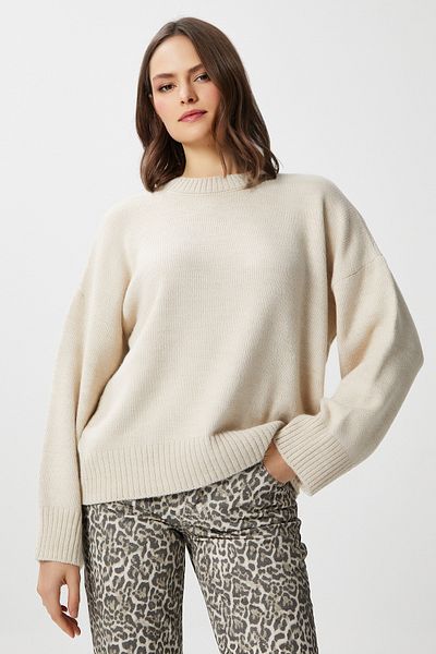 Ritnice Pntrst Stone Crew Neck Oversize Knitwear Sweater