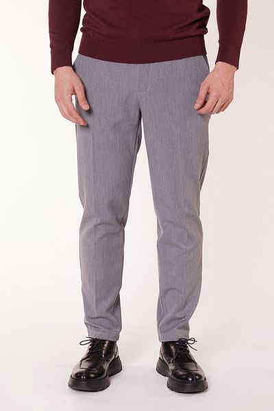 BRACCAS Men's Half Elastic Waist Slim Fit Chino Crop Pants Dark Gray