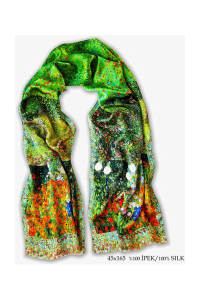 Galiga Klimt Nature Patch %100 Ipek Fular 45*165cm 'art On Silk'