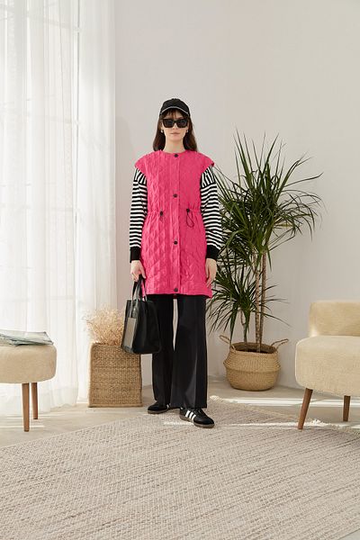 Fatma Atasoy Thin Quilted Vest Pink