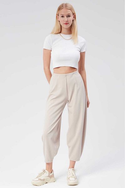 BILDEŞA Scuba Crepe Fabric Baggy Model Balloon Trousers