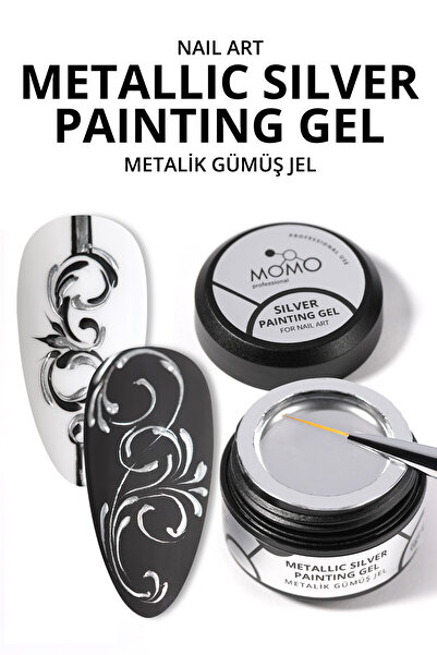 MOMO professional Metallic Silver Painting Gel, Nail Art Jel, Gümüş, 6 gr, TP...