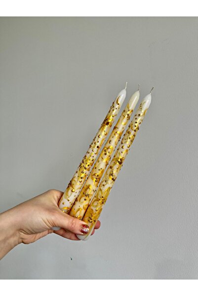 inrobert Golden flowers Serisi01 Parlak Ve Şık Mum Takımı