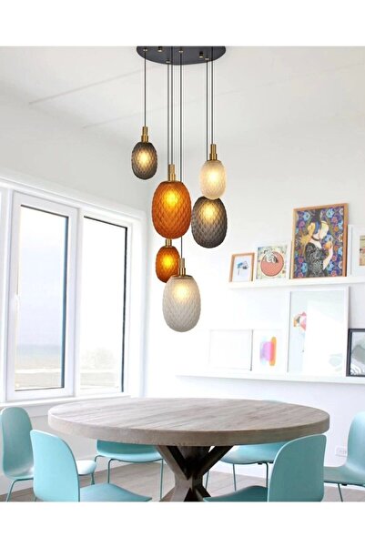 NZL Lighting 6'lı Yuvarlak Mix Sarkıt Avize Oturma Odasi Avize