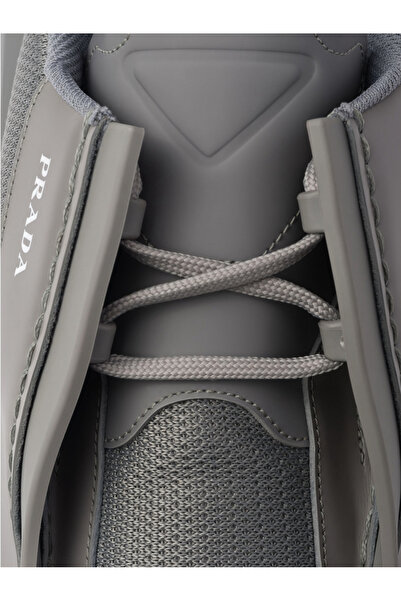 Prada Sport Leather Sneakers with Fabric and Suede Detail