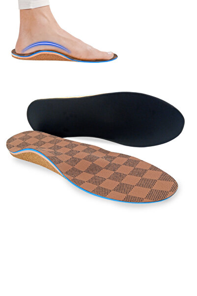 ORTHOTECH Handmade Doğal Mantar Tabanlık İçe Basma Tabanlık,Düz Taban Destekleyici Tabanlık Kahverengi