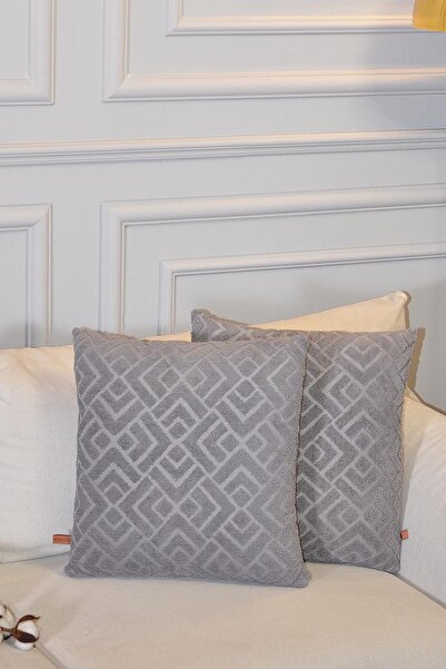 BİRHOME Evita Jakar Special Design 2-Piece Decorative Throw Pillow Case 43X43 cm (Anthracite)