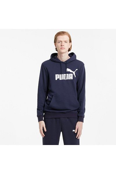 Puma Essential Big Logó férfi sötétkék kapucnis pulóver