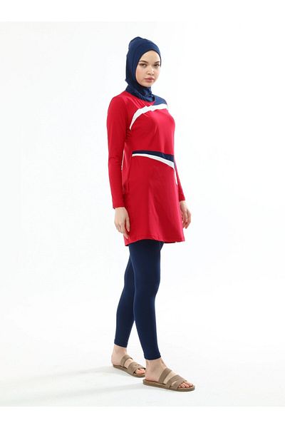 Ranuna Full Covered Hijab Swimsuit - Red - Ranuna