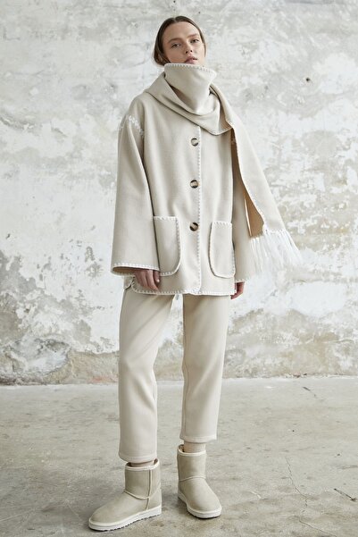 InStyle Jachetă cu eșarfă Alira - Bej