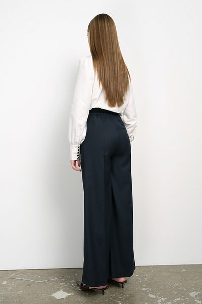 Fatma Atasoy Gabardine Iron Trace Trousers Navy Blue