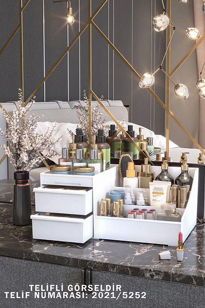 Pufwin Home Elegance Xl Γραφείο πολλαπλών χρήσεων Μολύβι γραφείου Οργάνωση γραφικής ύλης Organizer με συρτάρια Λευκό