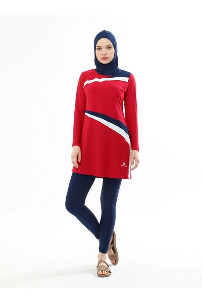 Ranuna Full Covered Hijab Swimsuit - Red - Ranuna
