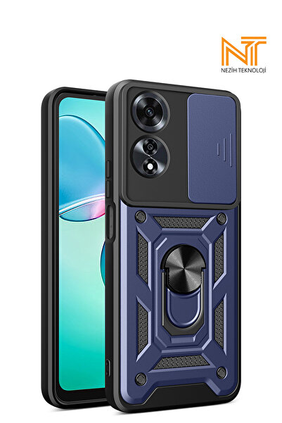 Nezih Case Oppo A60 Uyumlu Magnetik Standlı Kamera Korumalı Sürgülü Kapak
