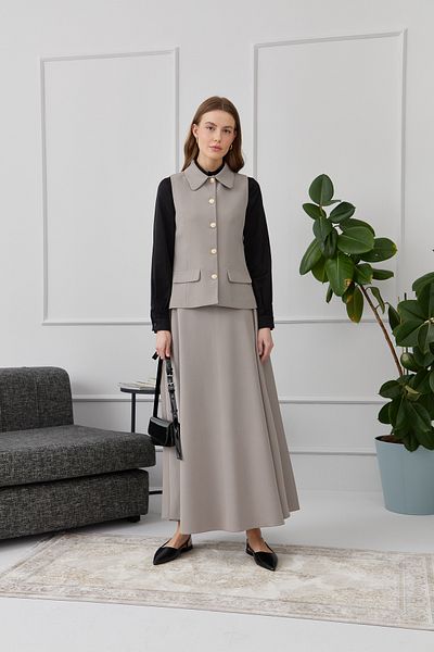 Fatma Atasoy Half Circle Gray Skirt
