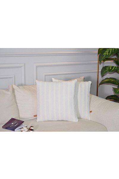 BİRHOME Roma Jacquard Special Design Διακοσμητικό Κάλυμμα Μαξιλαριού Ριχτάρι 2 τεμαχίων 43x43 cm (ΚΡΕΜ)
