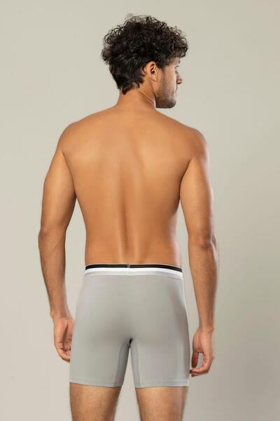 ERDEM İÇ GİYİM Erdem Gray Cotton Elastane Long Boxer 1415