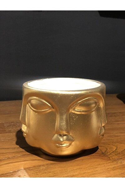 LAMEDORE Havelka Suratlı Altın Sarısı Dekoratif Küçük Boy 10x10x7.6 Cm