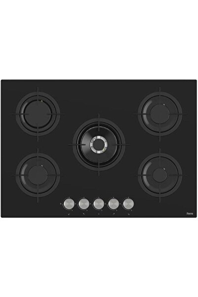 Ferre Rs035 75 Cm. 5 Gözlü Woklu Ankastre Cam Ocak - Siyah