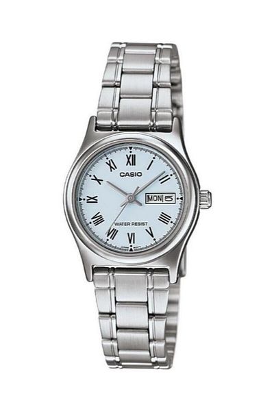 Casio Silver Color Calendar Women's Wristwatch with Blue Cord