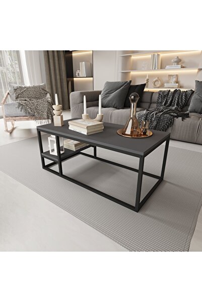 Deconode Octavio Orta Sehpa Raflı Salon Sehpası 100x50