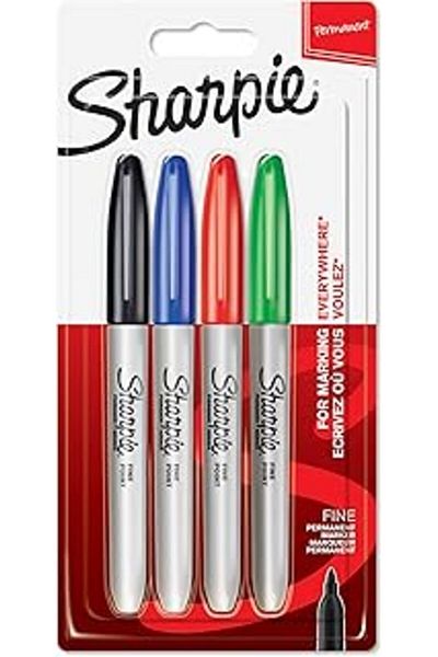 Sharpie Permanent Felt Pen, Fine Nib. 4 Pieces