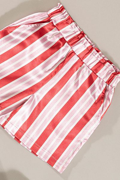 for you kids Love Embroidered Red and White Striped Shorts Top and Bottom Set