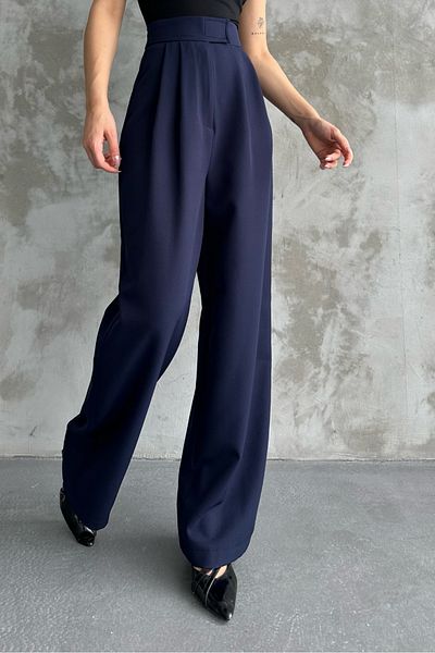 macharel jeans WOMEN'S HIGH WAIST CLOSURE VELCHET DETAIL WIDE LEG PANTS