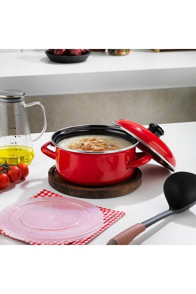 Schafer 18 cm Red Comfort Cooking Storage Enamel Pot