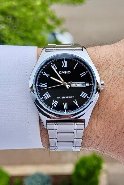 Casio Men's Wrist Watch with Dial Black Cord Silver Color Calendar and Daily