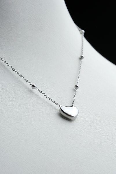Satürn Silver Kuyumculuk 316L Letter Writing Steel Heart Necklace