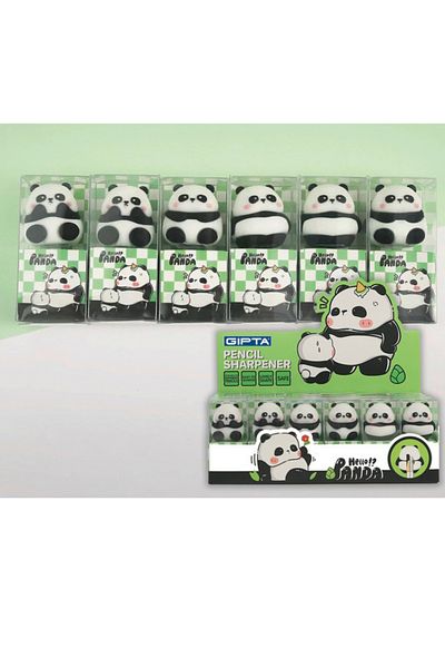 NaSaDAN Panda Pattern Silicone 3D Sharpener - 1 Piece Cute Pencil Sharpener