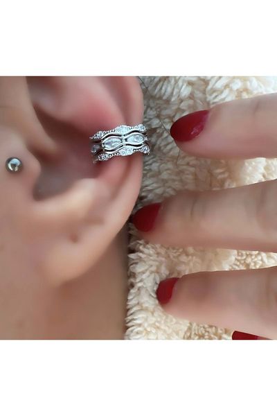 ACAR TAKI Silver Color Zircon Stone Stretch Earrings Kikirdak Acr1630
