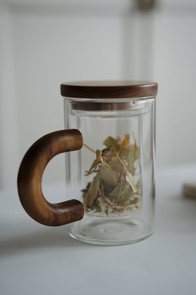 Dekorzdükkan 02 Acacia Glass Teapot with Round Handle (Borosilicate Glass)