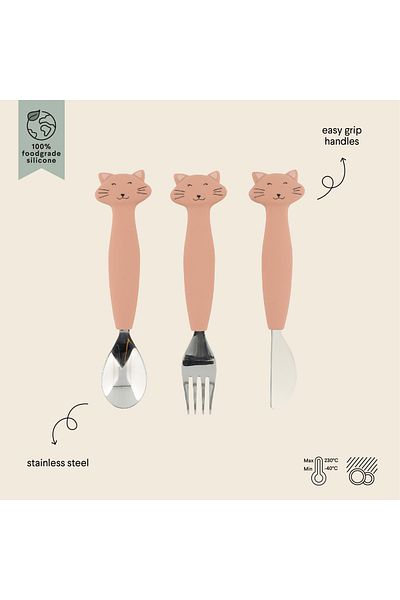 Trixie Mrs.Cat Silicone Fork Spoon and Knife Set