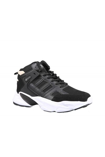 M.P. Ankle Length Lace-Up Sports Sneaker Shoes Black-White