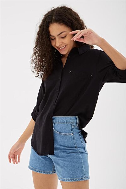 Fashion Friends 24Y0390K1 Kadın Etek Ucu Püsküllü Gömlek