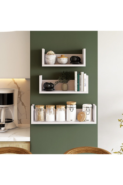 Life Deco Tv Ünitesi Dekoratif Banyo Mutfak Rafı 3 Lü Set;r9k (ÇOK AÇIK KAHVE...