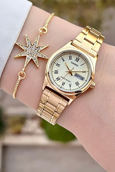 Casio Gold Color Calendar Women's Wristwatch