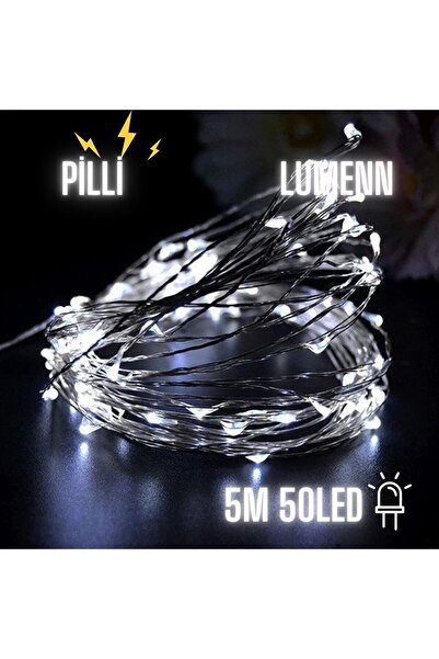 Lumenn Peri Led Işık Pilli 5 m Beyaz|su Geçirmez Esnek Ve Güçlü Işık Performa...