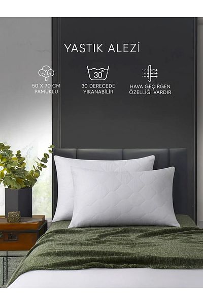 MODELHOME Pachet de 2 saltele de protecție pentru perne din bumbac matlasat