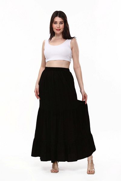BNZ TEKSTİL Belmando Viscos Fabric Ruffle Long Skirt