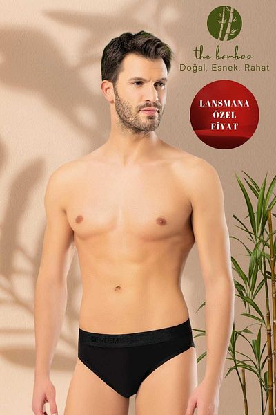 ERDEM İÇ GİYİM Weweus Black Ανδρικό Super Thin Natural Bamboo Luxury Slip 1011